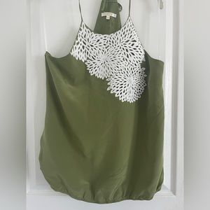 Matty M Womans Medium green 100% silk tanktop